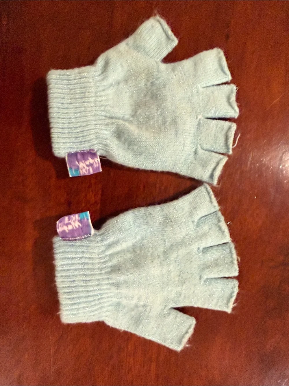 Children's Light Blue Fingerless Frozen Mittens